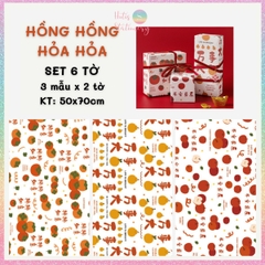 [HOTIS] Set 6 tờ Giấy gói quà tặng Sinh Nhật, giấy bao tập vở, giấy gói quà cao cấp, khổ lớn - KT 50x70cm