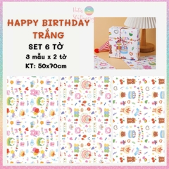 [HOTIS] Set 6 tờ Giấy gói quà tặng Sinh Nhật, giấy bao tập vở, giấy gói quà cao cấp, khổ lớn - KT 50x70cm