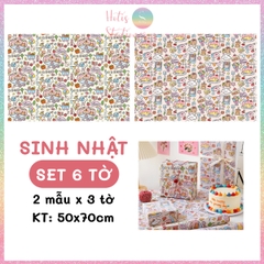 [HOTIS] Set 6 tờ Giấy gói quà tặng Sinh Nhật, giấy bao tập vở, giấy gói quà cao cấp, khổ lớn - KT 50x70cm