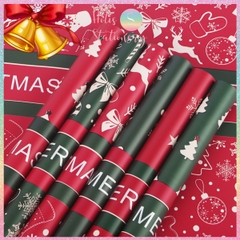 [HOTIS] Set 5 Tờ Giấy Gói Quà Noel Ánh Kim Sang Trọng 57x57cm - Giấy Gói Quà Giáng Sinh Cao Cấp Chống Thấm
