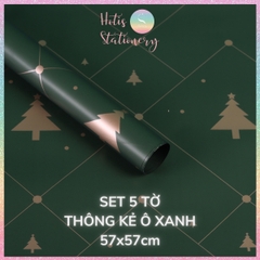 [HOTIS] Set 5 Tờ Giấy Gói Quà Noel Ánh Kim Sang Trọng 57x57cm - Giấy Gói Quà Giáng Sinh Cao Cấp Chống Thấm