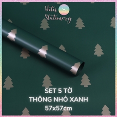 [HOTIS] Set 5 Tờ Giấy Gói Quà Noel Ánh Kim Sang Trọng 57x57cm - Giấy Gói Quà Giáng Sinh Cao Cấp Chống Thấm
