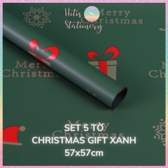 [HOTIS] Set 5 Tờ Giấy Gói Quà Noel Ánh Kim Sang Trọng 57x57cm - Giấy Gói Quà Giáng Sinh Cao Cấp Chống Thấm