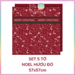 [HOTIS] Set 5 Tờ Giấy Gói Quà Noel Ánh Kim Sang Trọng 57x57cm - Giấy Gói Quà Giáng Sinh Cao Cấp Chống Thấm