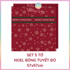 [HOTIS] Set 5 Tờ Giấy Gói Quà Noel Ánh Kim Sang Trọng 57x57cm - Giấy Gói Quà Giáng Sinh Cao Cấp Chống Thấm