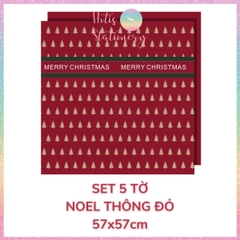 [HOTIS] Set 5 Tờ Giấy Gói Quà Noel Ánh Kim Sang Trọng 57x57cm - Giấy Gói Quà Giáng Sinh Cao Cấp Chống Thấm