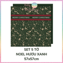 [HOTIS] Set 5 Tờ Giấy Gói Quà Noel Ánh Kim Sang Trọng 57x57cm - Giấy Gói Quà Giáng Sinh Cao Cấp Chống Thấm