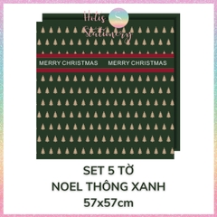 [HOTIS] Set 5 Tờ Giấy Gói Quà Noel Ánh Kim Sang Trọng 57x57cm - Giấy Gói Quà Giáng Sinh Cao Cấp Chống Thấm
