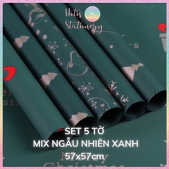 [HOTIS] Set 5 Tờ Giấy Gói Quà Noel Ánh Kim Sang Trọng 57x57cm - Giấy Gói Quà Giáng Sinh Cao Cấp Chống Thấm