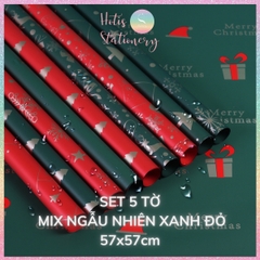 [HOTIS] Set 5 Tờ Giấy Gói Quà Noel Ánh Kim Sang Trọng 57x57cm - Giấy Gói Quà Giáng Sinh Cao Cấp Chống Thấm