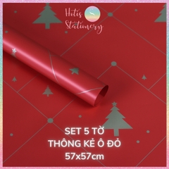 [HOTIS] Set 5 Tờ Giấy Gói Quà Noel Ánh Kim Sang Trọng 57x57cm - Giấy Gói Quà Giáng Sinh Cao Cấp Chống Thấm
