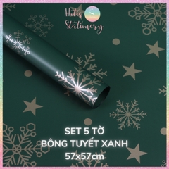 [HOTIS] Set 5 Tờ Giấy Gói Quà Noel Ánh Kim Sang Trọng 57x57cm - Giấy Gói Quà Giáng Sinh Cao Cấp Chống Thấm