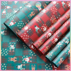 [HOTIS] Set 5 Tờ Giấy Gói Quà Giáng Sinh Caro Kraft 49x49cm - Họa Tiết Tuần Lộc, Ông Già Noel, Gói Quà & Bó Hoa Trang Trí Noel