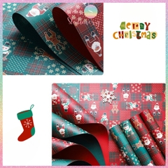 [HOTIS] Set 5 Tờ Giấy Gói Quà Giáng Sinh Caro Kraft 49x49cm - Họa Tiết Tuần Lộc, Ông Già Noel, Gói Quà & Bó Hoa Trang Trí Noel