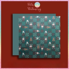 [HOTIS] Set 5 Tờ Giấy Gói Quà Giáng Sinh Caro Kraft 49x49cm - Họa Tiết Tuần Lộc, Ông Già Noel, Gói Quà & Bó Hoa Trang Trí Noel