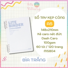 [HOTIS] Sổ Còng Nhựa 2 Đầu Lite Binder Dash Caro / InviDot Line A5 120 Trang - Bìa PP Chống Thấm, Giấy 100GSM