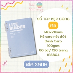 [HOTIS] Sổ Còng Nhựa 2 Đầu Lite Binder Dash Caro / InviDot Line A5 120 Trang - Bìa PP Chống Thấm, Giấy 100GSM