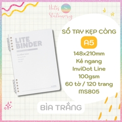 [HOTIS] Sổ Còng Nhựa 2 Đầu Lite Binder Dash Caro / InviDot Line A5 120 Trang - Bìa PP Chống Thấm, Giấy 100GSM