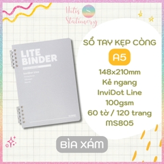 [HOTIS] Sổ Còng Nhựa 2 Đầu Lite Binder Dash Caro / InviDot Line A5 120 Trang - Bìa PP Chống Thấm, Giấy 100GSM