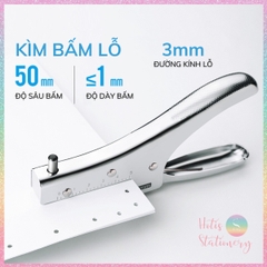 [HOTIS] Kìm bấm lỗ 3mm/ 6mm, bấm sâu tối đa 5cm, dụng cụ đục lỗ cầm tay, Large Depth Hole Punch