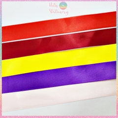 [HOTIS]  Lẻ 1m/ 5m - Ruy băng lụa satin trơn làm nơ, buộc hoa, gói quà - Bản rộng 2.5cm