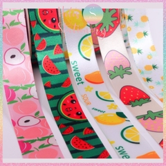 [HOTIS] [Lẻ 1m/ 5m] Ruy băng lụa in hình trái cây bản rộng 2.5cm