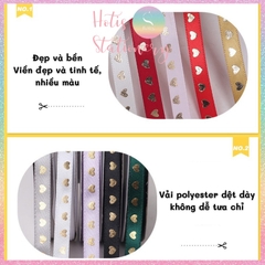 [HOTIS] Cuộn 45 mét Ruy băng lụa trái tim bản rộng 1cm - 10 màu