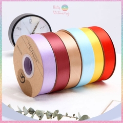 [HOTIS] Cuộn 33m/ 80m Ruy băng lụa satin trơn làm nơ, bó hoa, gói quà - Bản rộng 2.5cm