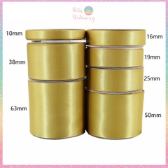 [HOTIS] 5 mét Ruy băng lụa màu vàng gold vải satin trơn làm nơ, bó hoa, gói quà