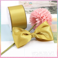 [HOTIS] 5 mét Ruy băng lụa màu vàng gold vải satin trơn làm nơ, bó hoa, gói quà