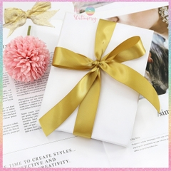 [HOTIS] 5 mét Ruy băng lụa màu vàng gold vải satin trơn làm nơ, bó hoa, gói quà