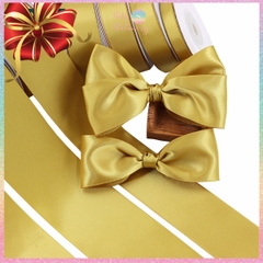 [HOTIS] 5 mét Ruy băng lụa màu vàng gold vải satin trơn làm nơ, bó hoa, gói quà