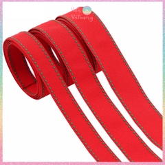 [HOTIS] Lẻ 5 mét - Ruy băng đỏ viền xanh Happy New Year Chúc mừng năm mới làm nơ, bó hoa, gói quà