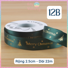 [HOTIS] Cuộn 22m Ruy Băng Giáng Sinh Noel Họa Tiết Ánh Kim Merry Christmas Gói Quà, Bó Hoa, Làm Nơ Decor