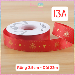 [HOTIS] Cuộn 22m Ruy Băng Giáng Sinh Noel Họa Tiết Ánh Kim Merry Christmas Gói Quà, Bó Hoa, Làm Nơ Decor