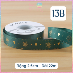 [HOTIS] Cuộn 22m Ruy Băng Giáng Sinh Noel Họa Tiết Ánh Kim Merry Christmas Gói Quà, Bó Hoa, Làm Nơ Decor