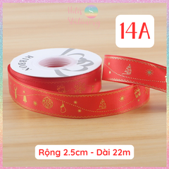 [HOTIS] Cuộn 22m Ruy Băng Giáng Sinh Noel Họa Tiết Ánh Kim Merry Christmas Gói Quà, Bó Hoa, Làm Nơ Decor