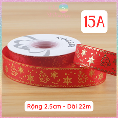 [HOTIS] Cuộn 22m Ruy Băng Giáng Sinh Noel Họa Tiết Ánh Kim Merry Christmas Gói Quà, Bó Hoa, Làm Nơ Decor
