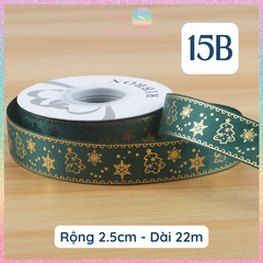 [HOTIS] Cuộn 22m Ruy Băng Giáng Sinh Noel Họa Tiết Ánh Kim Merry Christmas Gói Quà, Bó Hoa, Làm Nơ Decor