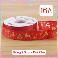 [HOTIS] Cuộn 22m Ruy Băng Giáng Sinh Noel Họa Tiết Ánh Kim Merry Christmas Gói Quà, Bó Hoa, Làm Nơ Decor