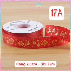 [HOTIS] Cuộn 22m Ruy Băng Giáng Sinh Noel Họa Tiết Ánh Kim Merry Christmas Gói Quà, Bó Hoa, Làm Nơ Decor