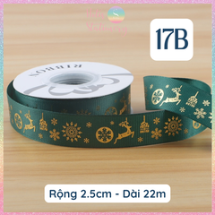 [HOTIS] Cuộn 22m Ruy Băng Giáng Sinh Noel Họa Tiết Ánh Kim Merry Christmas Gói Quà, Bó Hoa, Làm Nơ Decor