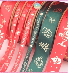 [HOTIS] Cuộn 22m Ruy băng Giáng Sinh Noel Merry Christmas màu xanh đỏ ánh kim dùng để gói quà, làm nơ