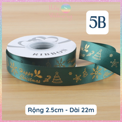 [HOTIS] Cuộn 22m Ruy Băng Giáng Sinh Noel Họa Tiết Ánh Kim Merry Christmas Gói Quà, Bó Hoa, Làm Nơ Decor