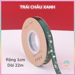 [HOTIS] Cuộn 22m Ruy băng Giáng Sinh Noel Merry Christmas màu xanh đỏ ánh kim dùng để gói quà, làm nơ