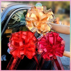 [HOTIS] Nơ ruy băng tú cầu Song Hỷ 6.4cm, nơ cưới dây rút phối voan trang trí tiệc cưới, đám hỏi, nơ gắn xe hoa