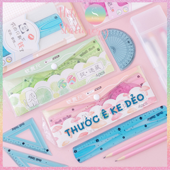[HOTIS] Bộ 4 thước ê ke nhựa dẻo Soft Ruler nhiều màu, không lo gãy