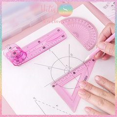 [HOTIS] Bộ 4 thước ê ke nhựa dẻo Soft Ruler nhiều màu, không lo gãy