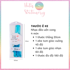 [HOTIS] Bộ 4 thước ê ke nhựa dẻo Soft Ruler nhiều màu, không lo gãy