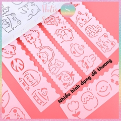 [HOTIS] Thước nhựa rỗng vẽ họa tiết dễ thương- Set 4 hoặc 8 cái